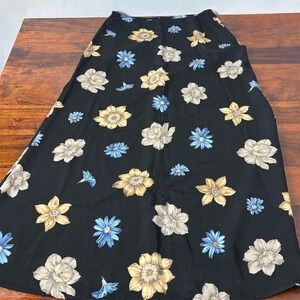 Vintage Street Code Black Floral Maxi Skirt High Waisted Made in USA Size 9/10